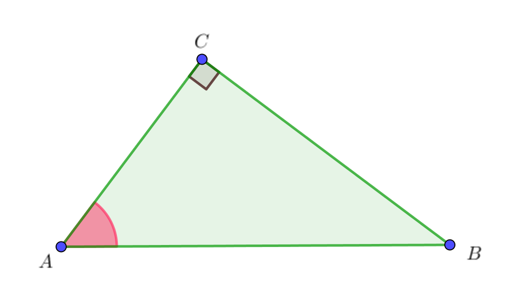 В прямоугольном треугольнике угол 90